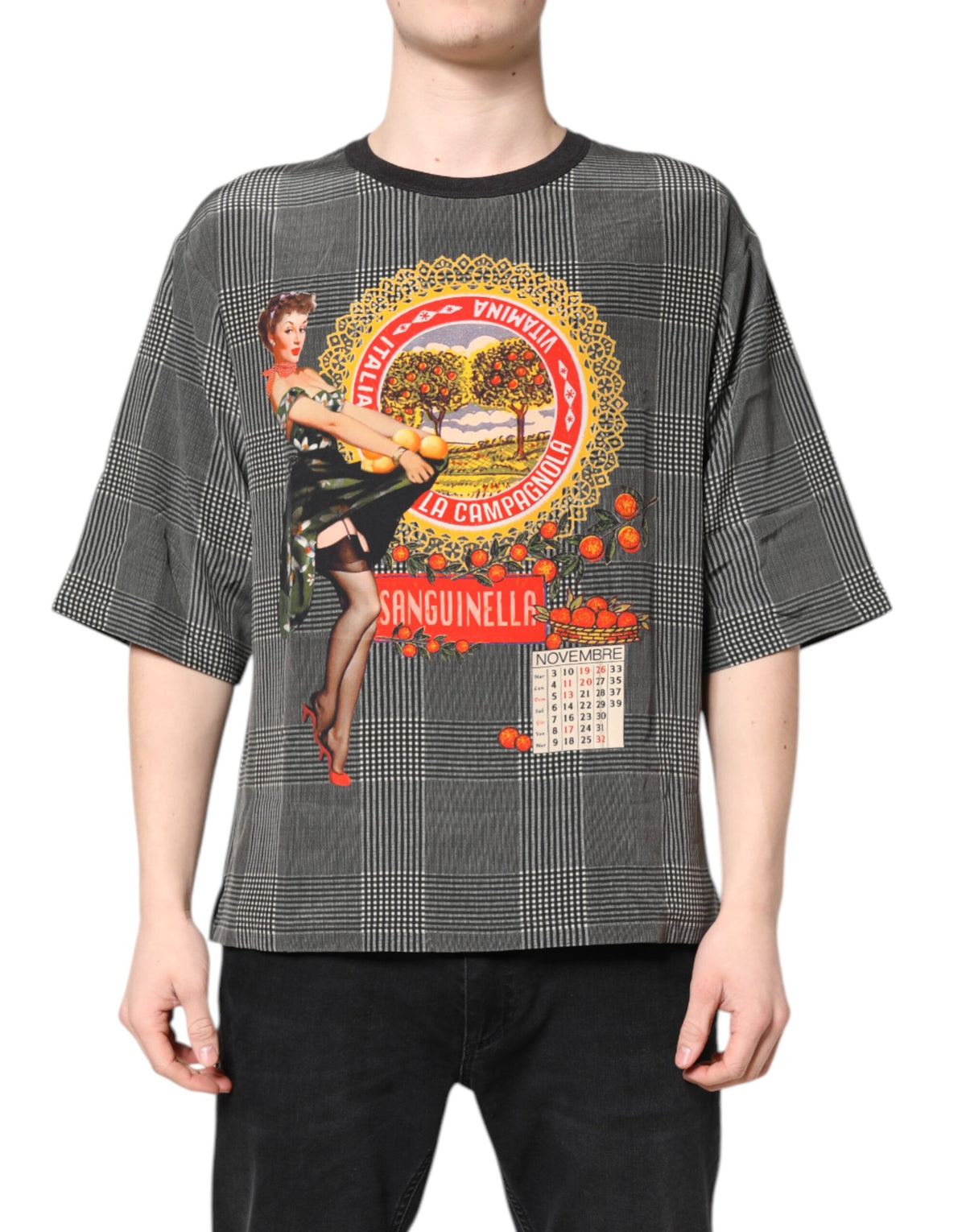 Dolce & Gabbana T-Shirt mit schwarz-weißem Grafikprint und kurzen Ärmeln