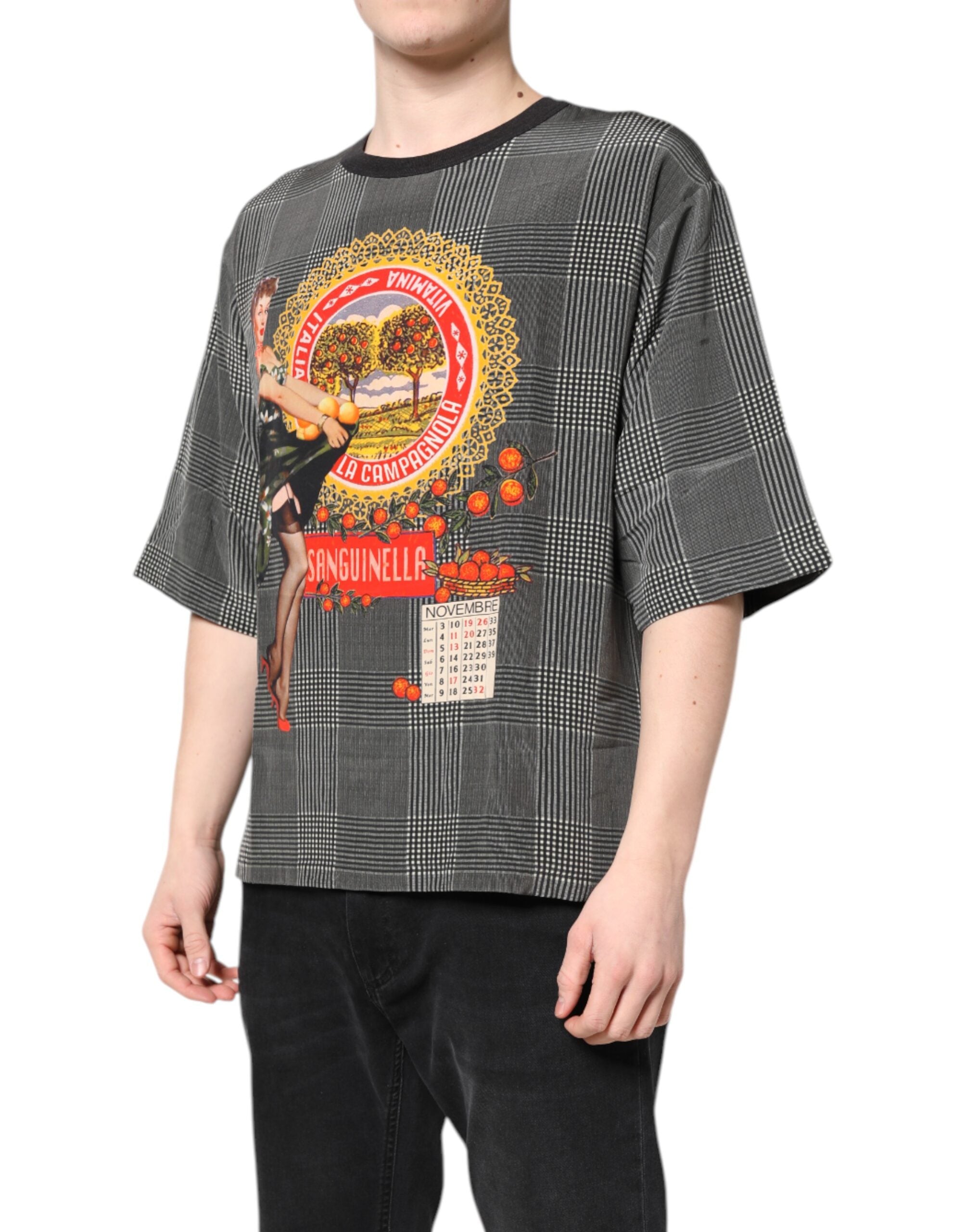 Dolce & Gabbana T-Shirt mit schwarz-weißem Grafikprint und kurzen Ärmeln