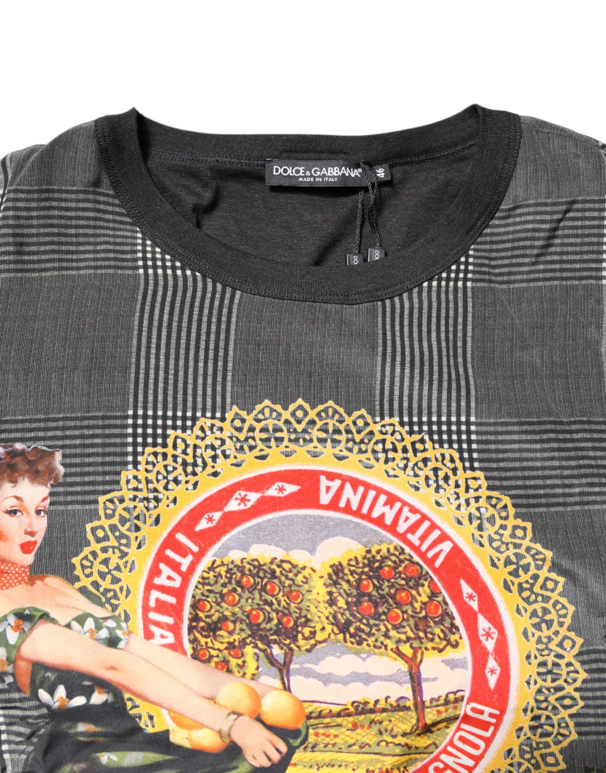 Dolce & Gabbana T-Shirt mit schwarz-weißem Grafikprint und kurzen Ärmeln