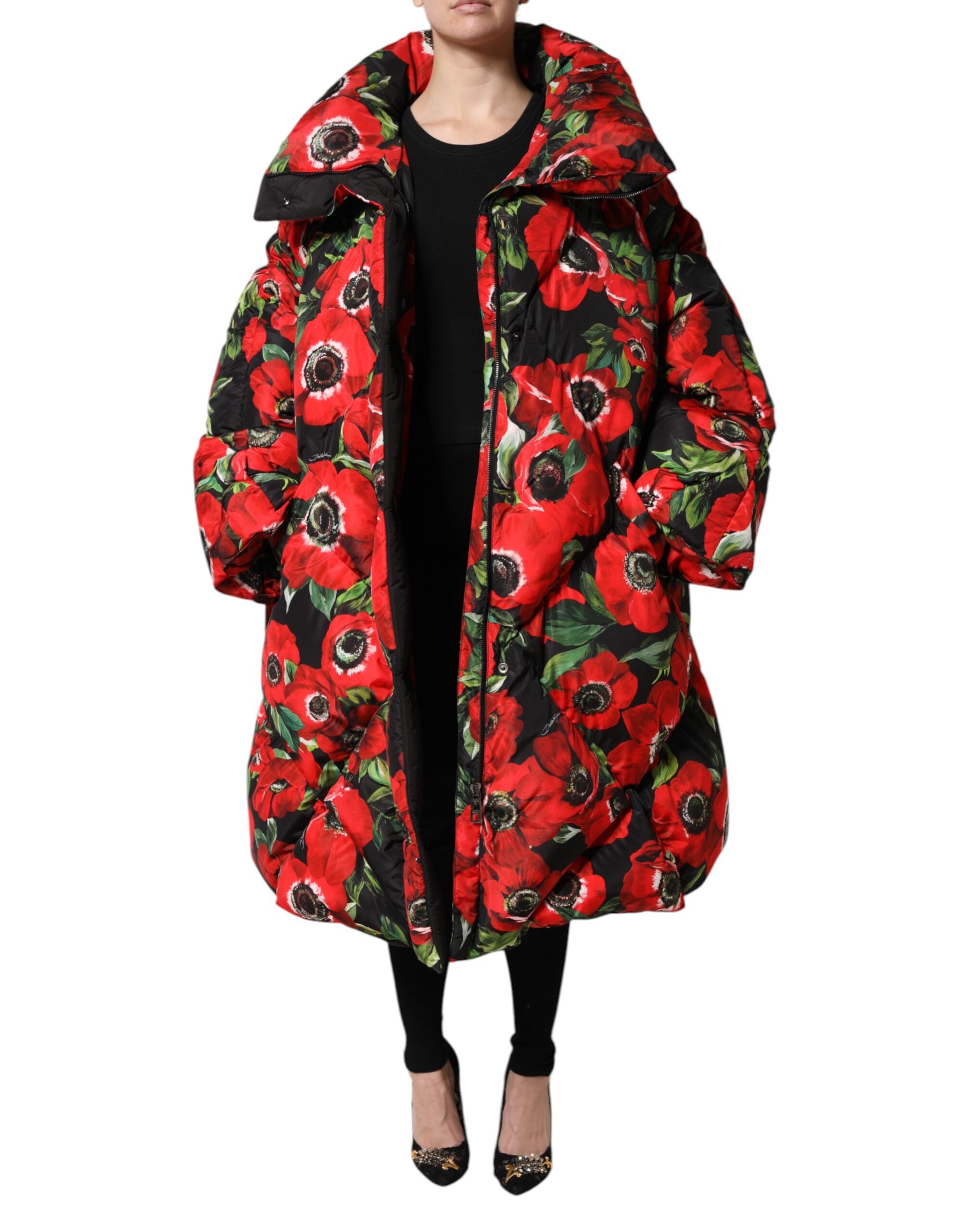 Dolce & Gabbana Multikleurig Gebloemd Gewatteerd Jack Met Volledige Ritssluiting