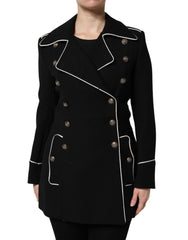 Dolce & Gabbana Black Wool Double Breasted Blazer Jacket