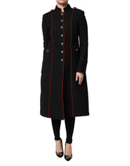 Dolce & Gabbana Schwarze Einreihige Trenchcoat Jacke Aus Wolle