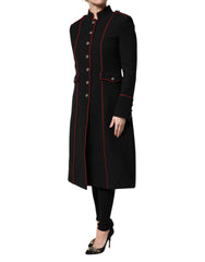 Dolce & Gabbana Schwarze Einreihige Trenchcoat Jacke Aus Wolle