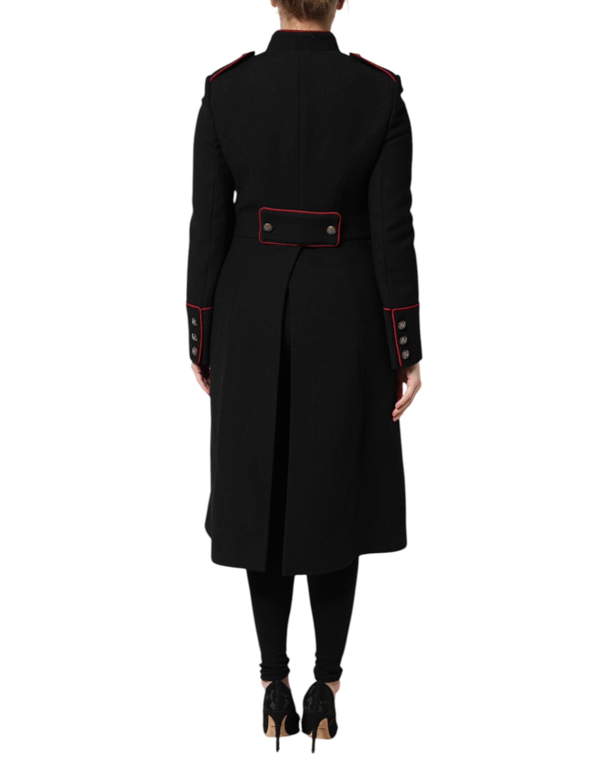 Dolce & Gabbana Schwarze Einreihige Trenchcoat Jacke Aus Wolle