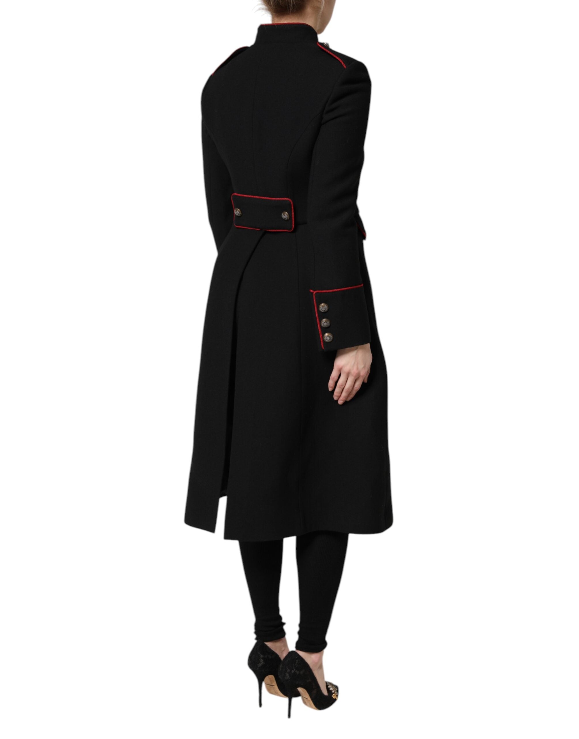Dolce & Gabbana Schwarze Einreihige Trenchcoat Jacke Aus Wolle