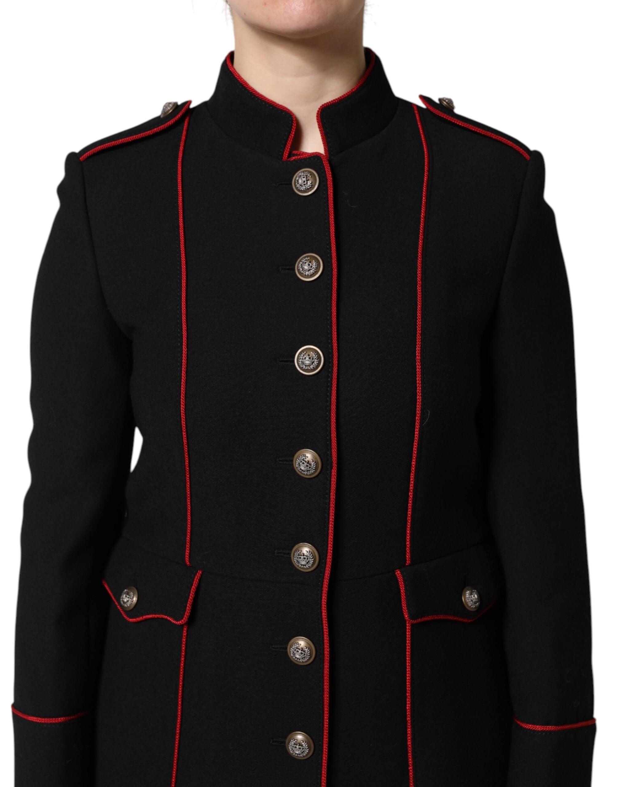 Dolce & Gabbana Schwarze Einreihige Trenchcoat Jacke Aus Wolle