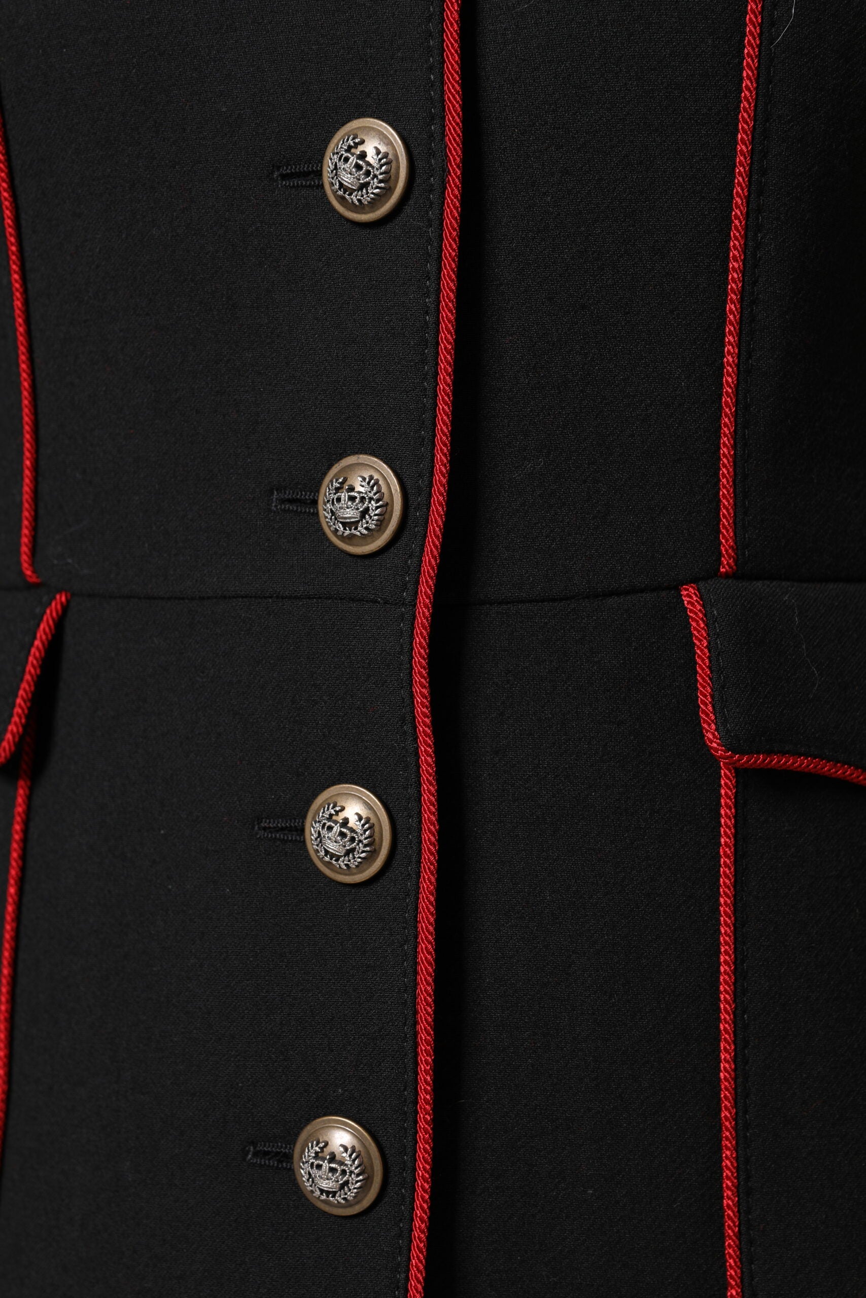 Dolce & Gabbana Schwarze Einreihige Trenchcoat Jacke Aus Wolle