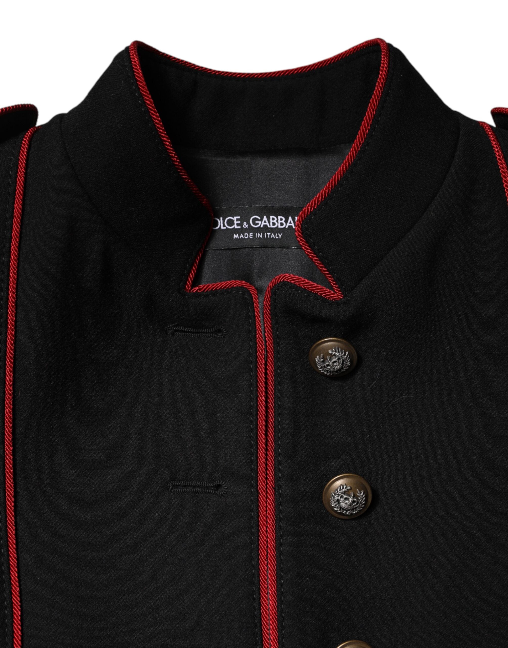 Dolce & Gabbana Schwarze Einreihige Trenchcoat Jacke Aus Wolle