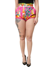 Dolce & Gabbana Pink bedruckte High Waist Hot Pants Shorts