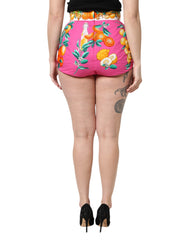 Dolce & Gabbana Pink bedruckte High Waist Hot Pants Shorts