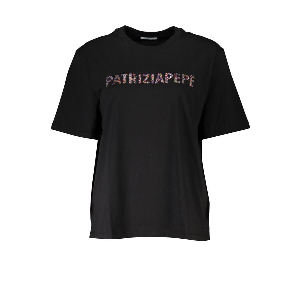 Patrizia Pepe Schwarzes Baumwoll-T-Shirt für Damen