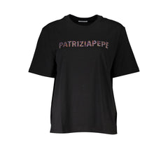 Patrizia Pepe Schwarzes Baumwoll-T-Shirt für Damen