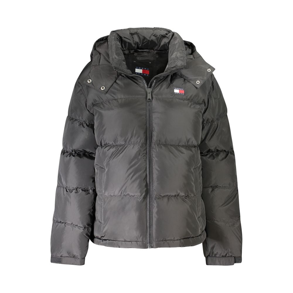 Tommy Hilfiger „Schwarze Damen-Polyesterjacke mit abnehmbarer Kapuze“