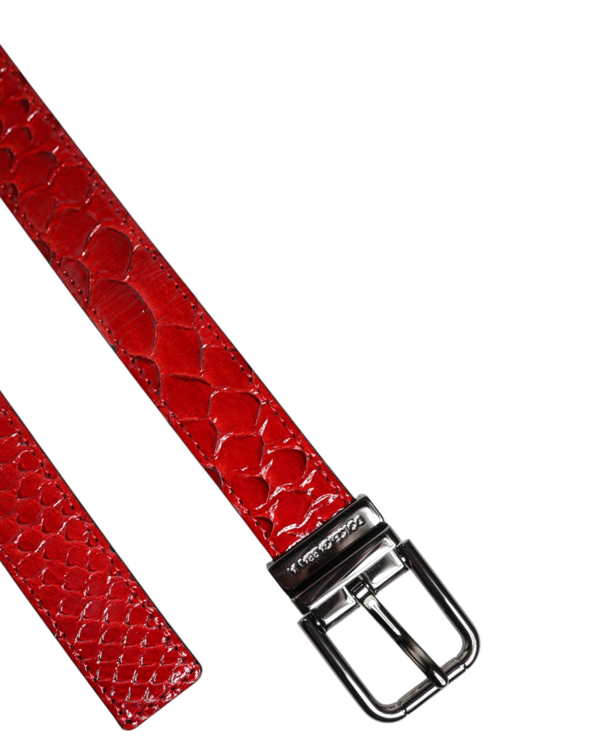Dolce & Gabbana Gürtel aus rotem Exotenleder mit Messingschnalle