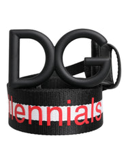 Dolce & Gabbana Zwarte Polyester Riem met Logoprint en DG-gesp