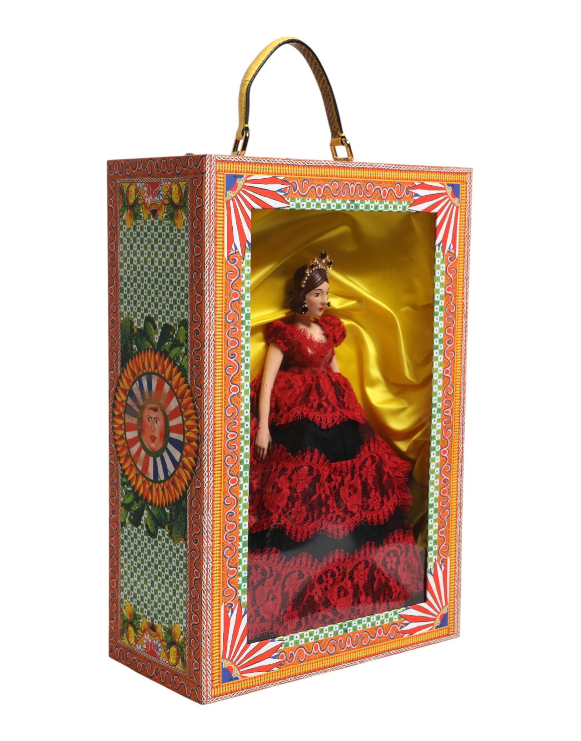 Dolce & Gabbana Rotes Kleid Keramik Porzellan Modebox Leder Sizilien Puppen