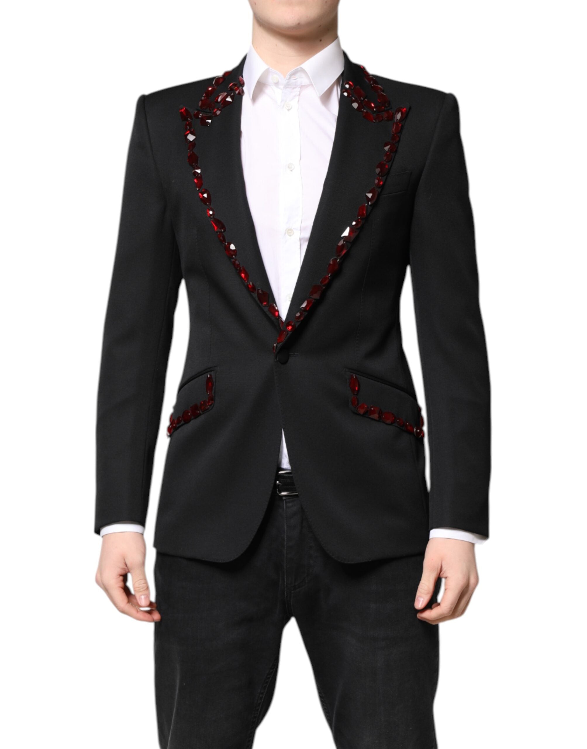Dolce & Gabbana Schwarzer SICILIA Mantelblazer mit Kristallverzierung