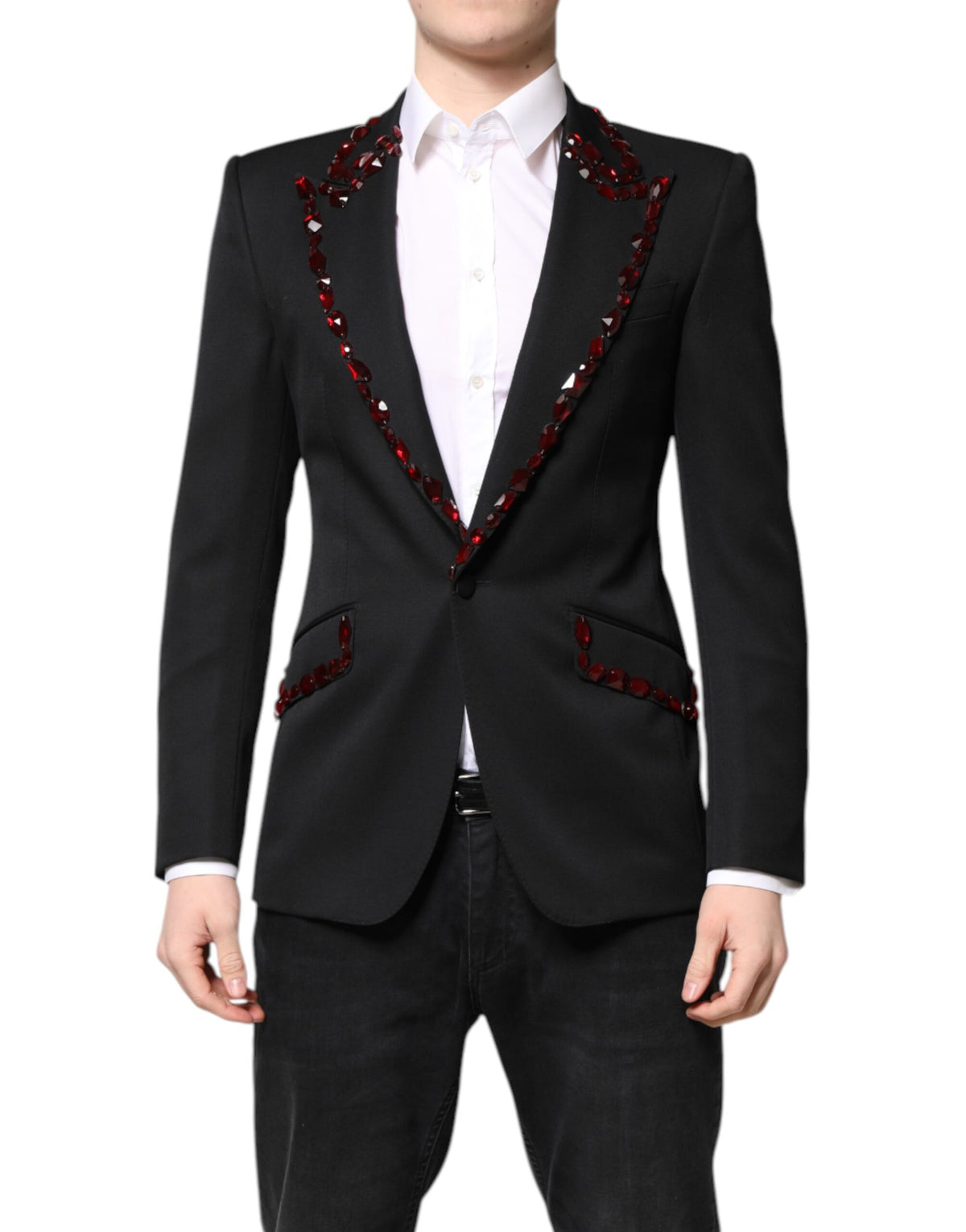 Dolce & Gabbana Schwarzer SICILIA Mantelblazer mit Kristallverzierung