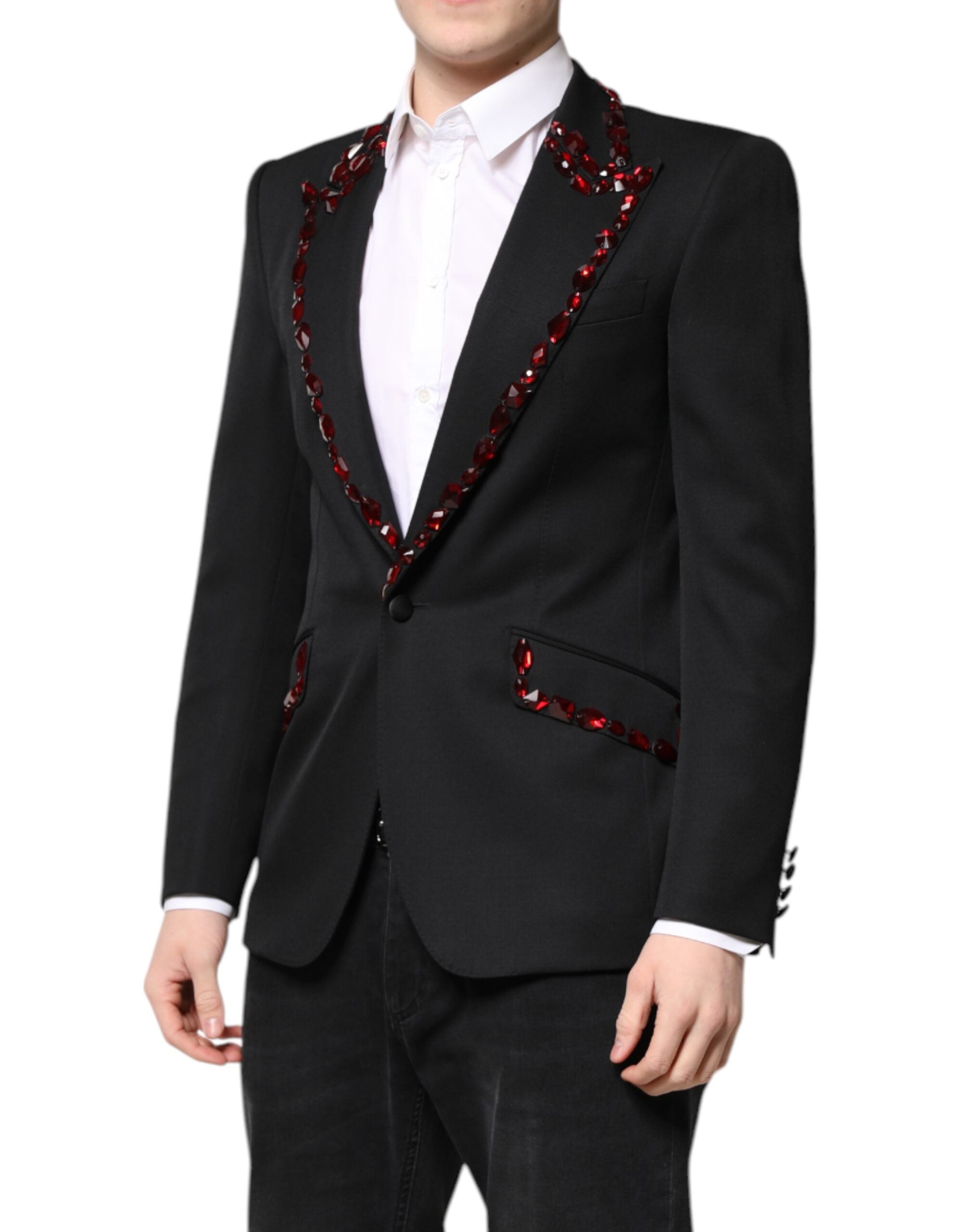 Dolce & Gabbana Schwarzer SICILIA Mantelblazer mit Kristallverzierung