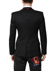 Dolce & Gabbana Schwarzer SICILIA Mantelblazer mit Kristallverzierung