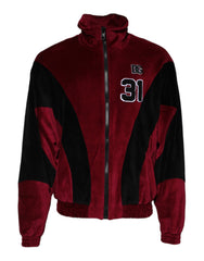 Dolce & Gabbana Rood Zwart Katoen Logo FullZip Bomberjack