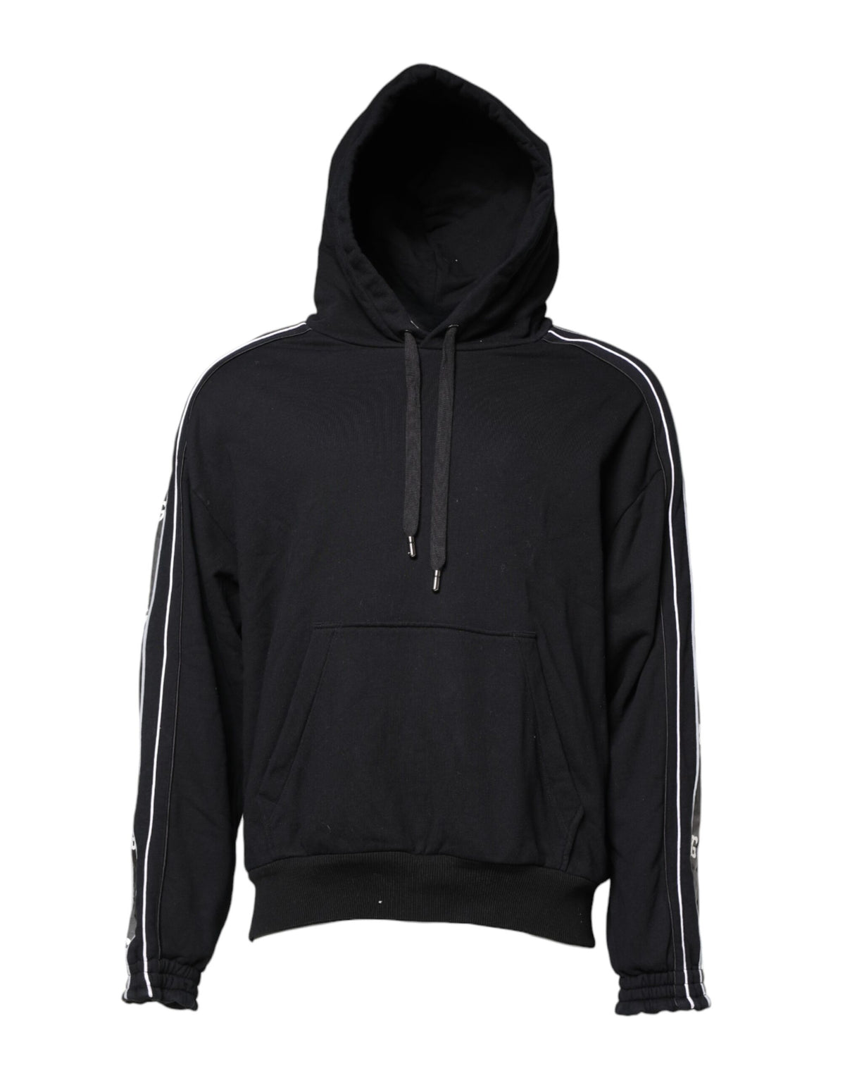 Dolce & Gabbana Schwarzer Kapuzenpullover aus Baumwolle mit Logo