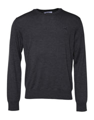 Dolce & Gabbana Grijs Wollen Gebreide Pullover Sweater voor Heren met Logo