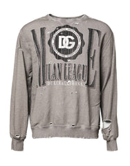 Dolce & Gabbana Grijs Logo Print Ronde Hals Pullover Trui