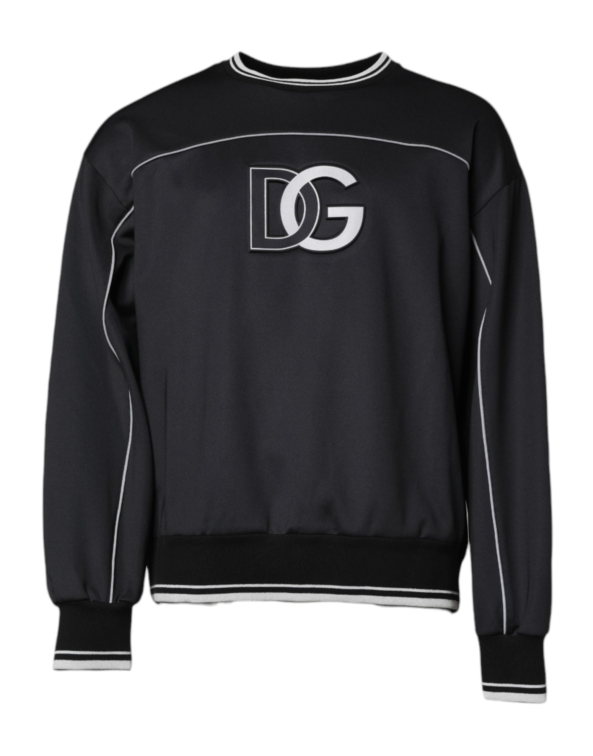 Dolce & Gabbana Schwarzer Logo Polyester Rundhals Herren Pullover