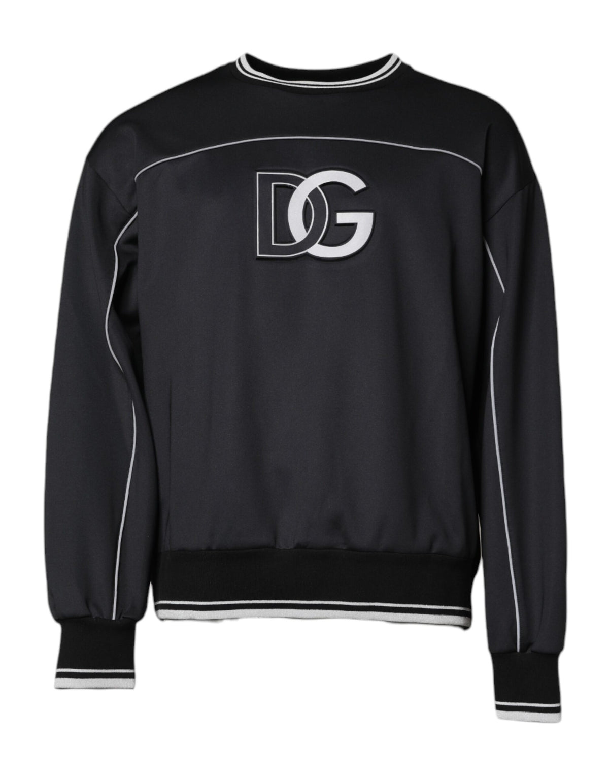 Dolce & Gabbana Schwarzer Logo Polyester Rundhals Herren Pullover