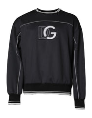 Dolce & Gabbana Schwarzer Logo Polyester Rundhals Herren Pullover