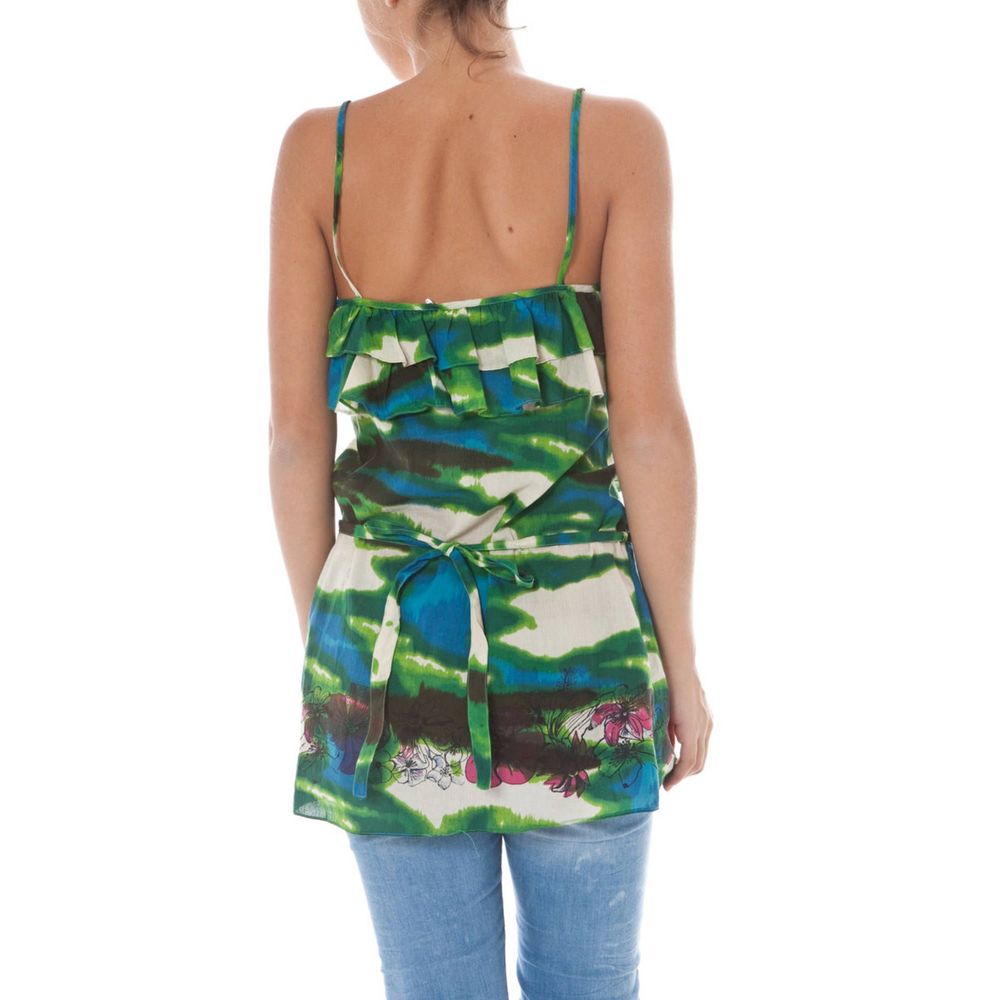 John Galliano Grünes Baumwoll-Damen-Top