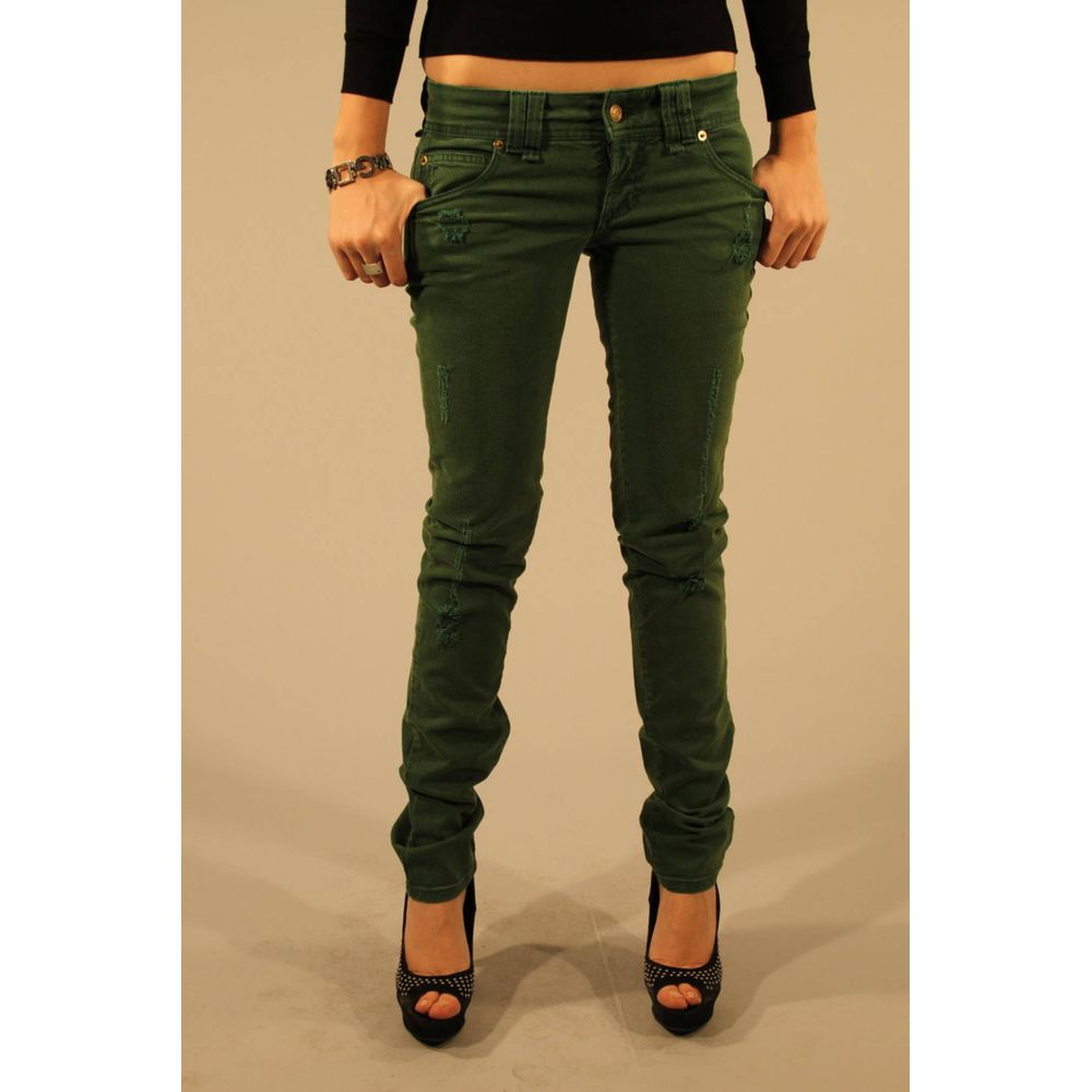 John Galliano Grüne Baumwoll-Damenjeans