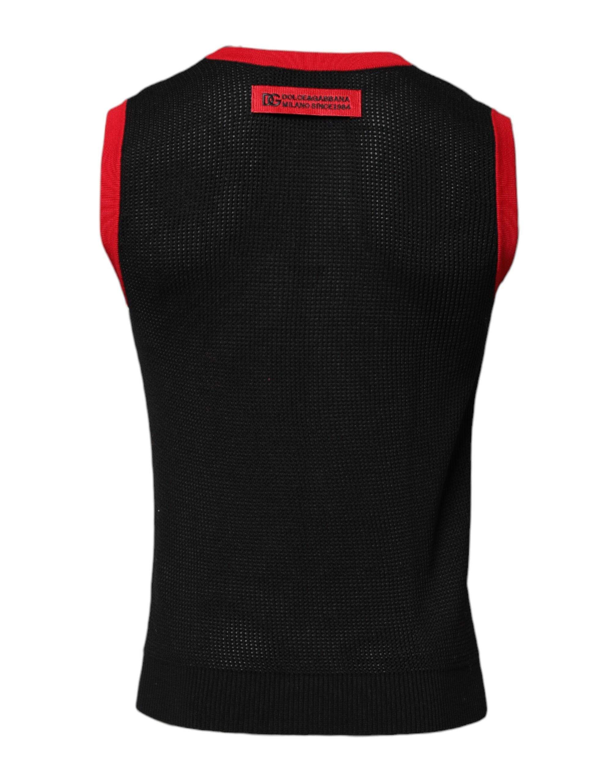 Dolce & Gabbana Schwarzes Slim Fit Rundhals-T-Shirt aus Baumwolle