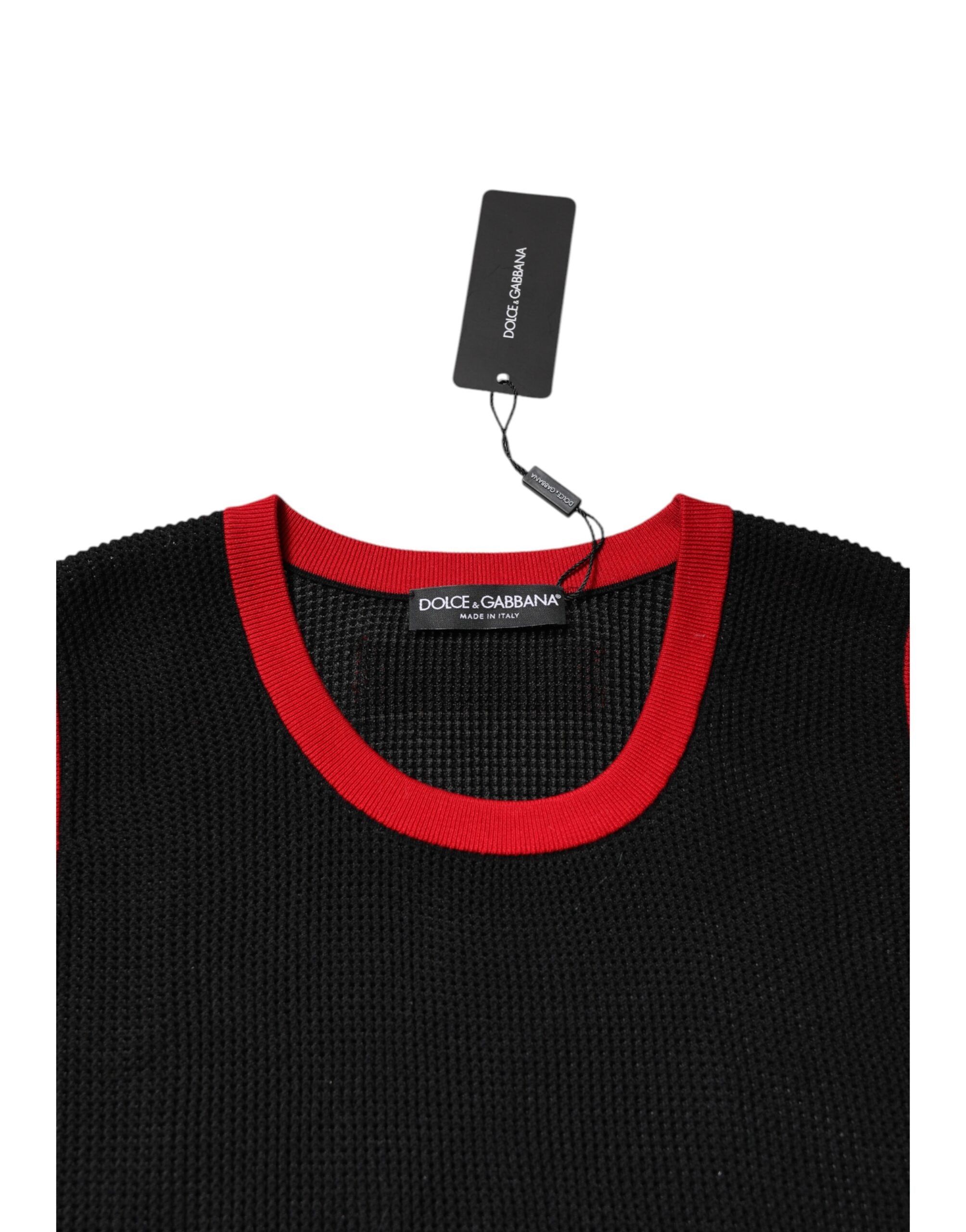 Dolce & Gabbana Schwarzes Slim Fit Rundhals-T-Shirt aus Baumwolle