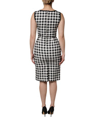 Dolce & Gabbana Wit Zwart Geruite Mouwloze Schedejurk