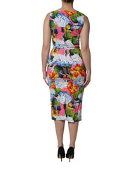 Dolce & Gabbana Ärmelloses Etuikleid mit mehrfarbigem Blumenmuster