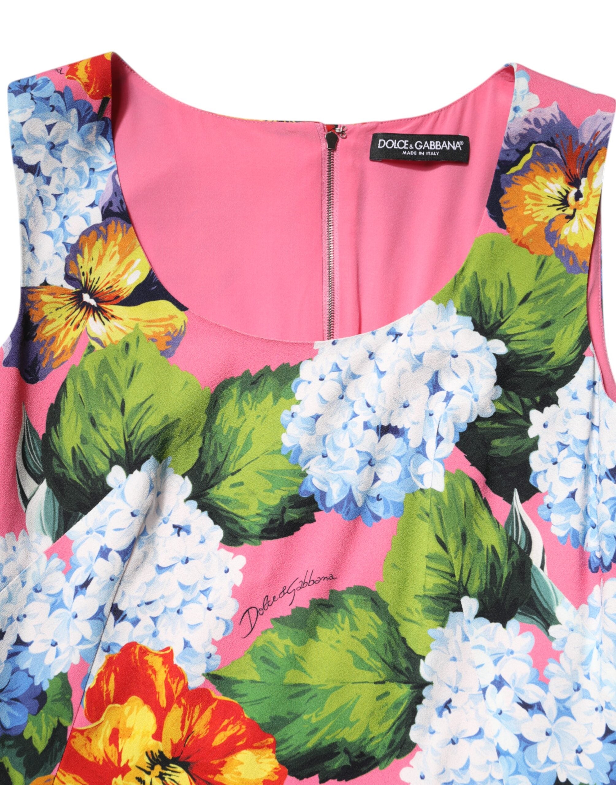Dolce & Gabbana Ärmelloses Etuikleid mit mehrfarbigem Blumenmuster