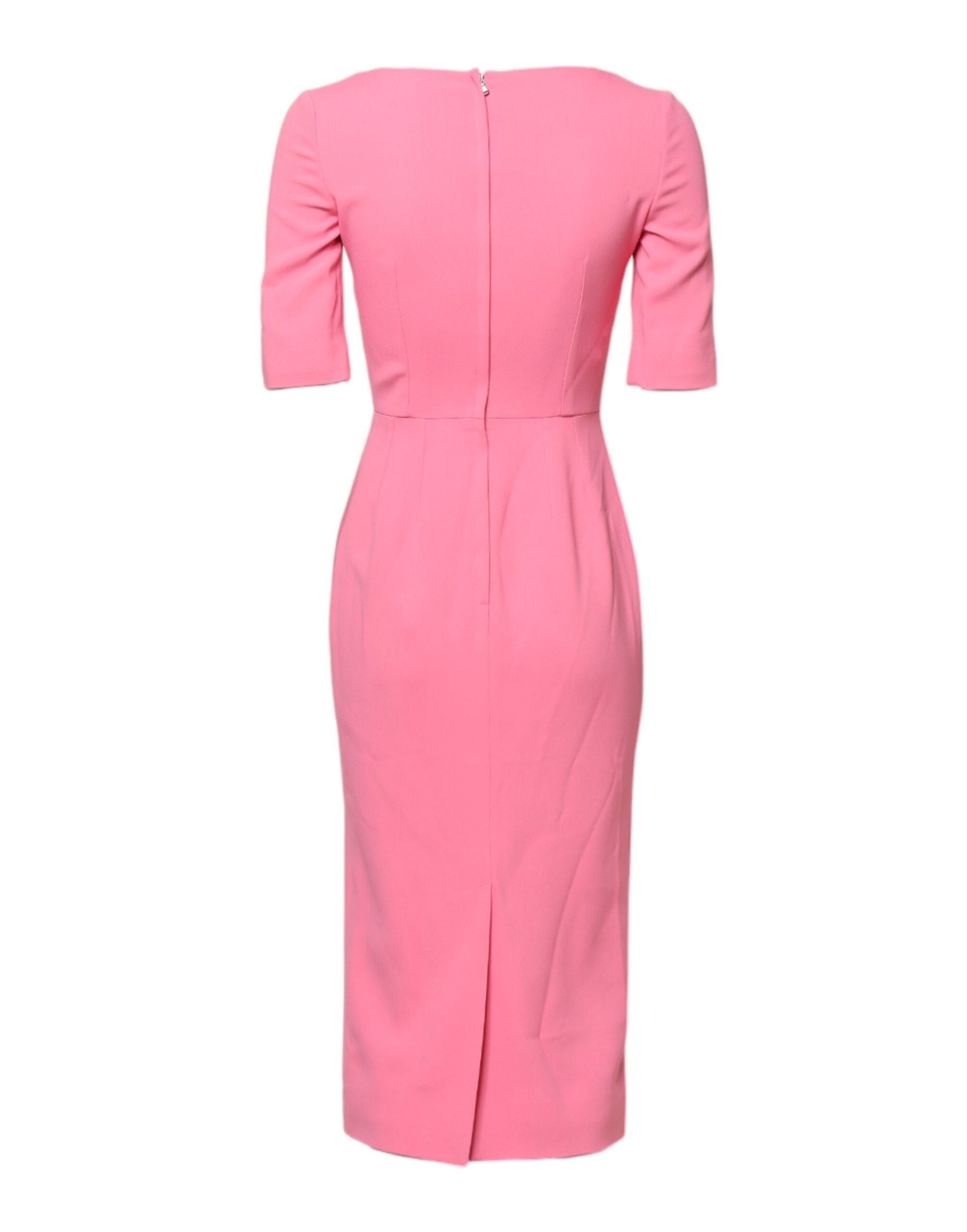 Dolce & Gabbana Roze Viscose Korte Mouwen Koker Midi Jurk