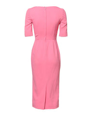 Dolce & Gabbana Roze Viscose Korte Mouwen Koker Midi Jurk