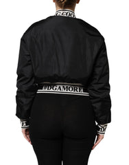 Dolce & Gabbana Schwarze Nylon #DGFamily Bomberjacke mit durchgehendem Reißverschluss