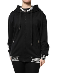 Dolce & Gabbana Zwart Katoenen Hooded Sweatshirt met Volledige Rits