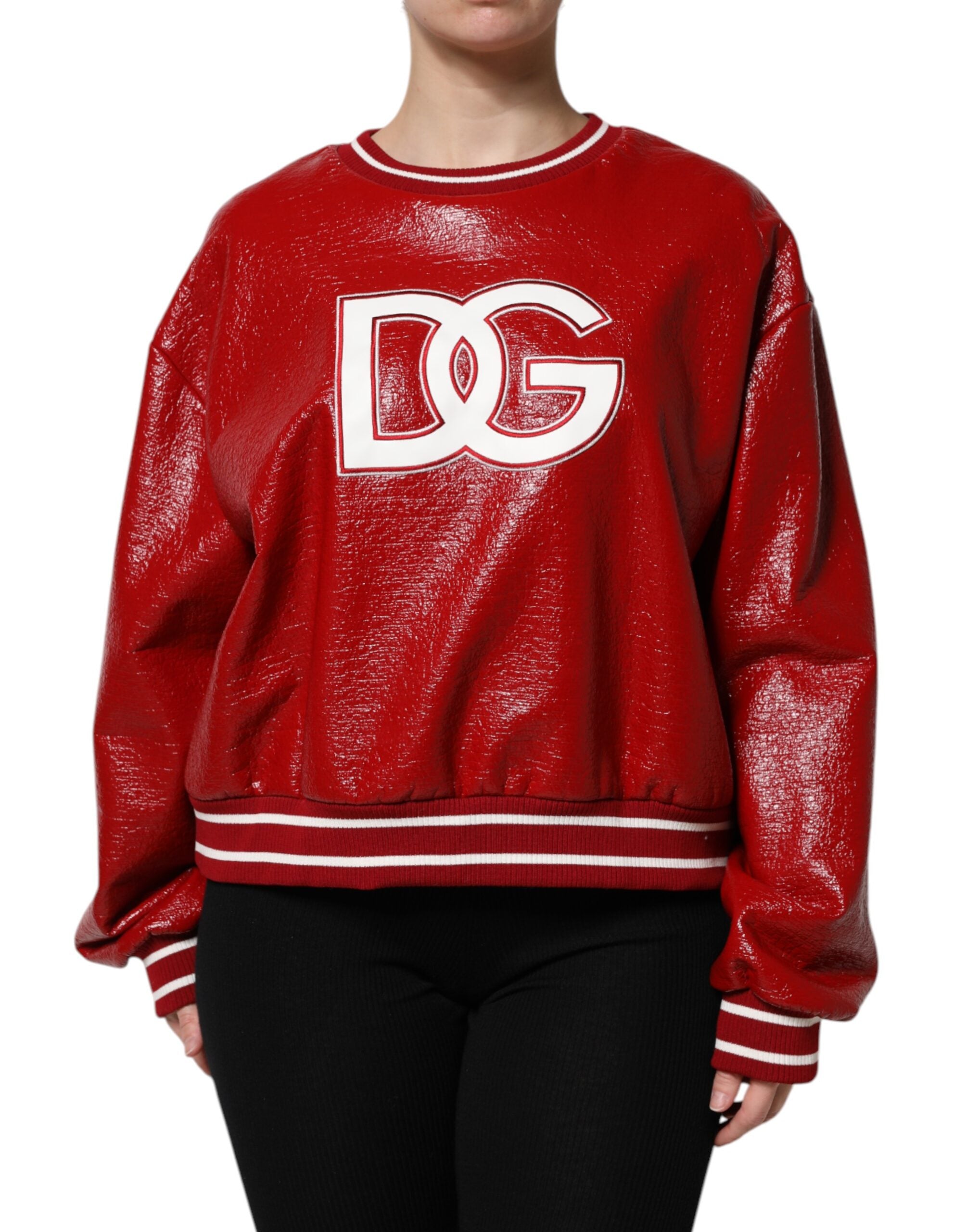 Dolce & Gabbana Roter Wollpullover mit DG-Logo-Stickerei