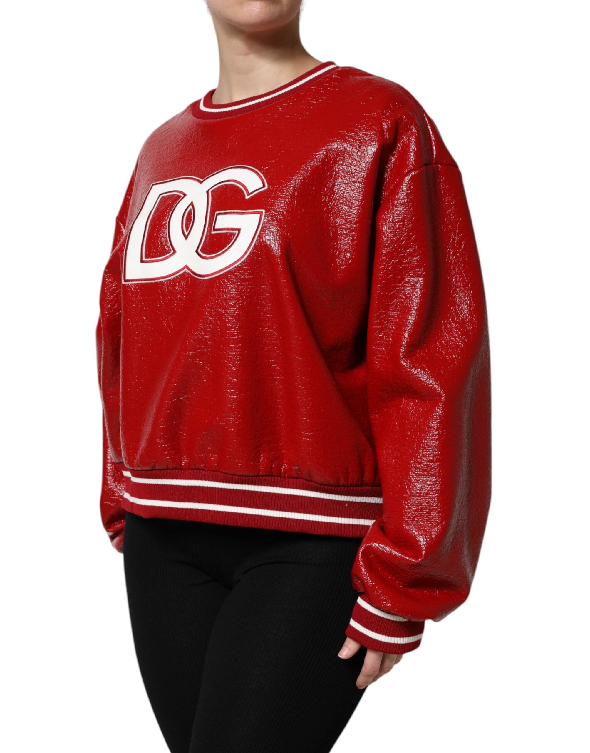 Dolce & Gabbana Roter Wollpullover mit DG-Logo-Stickerei