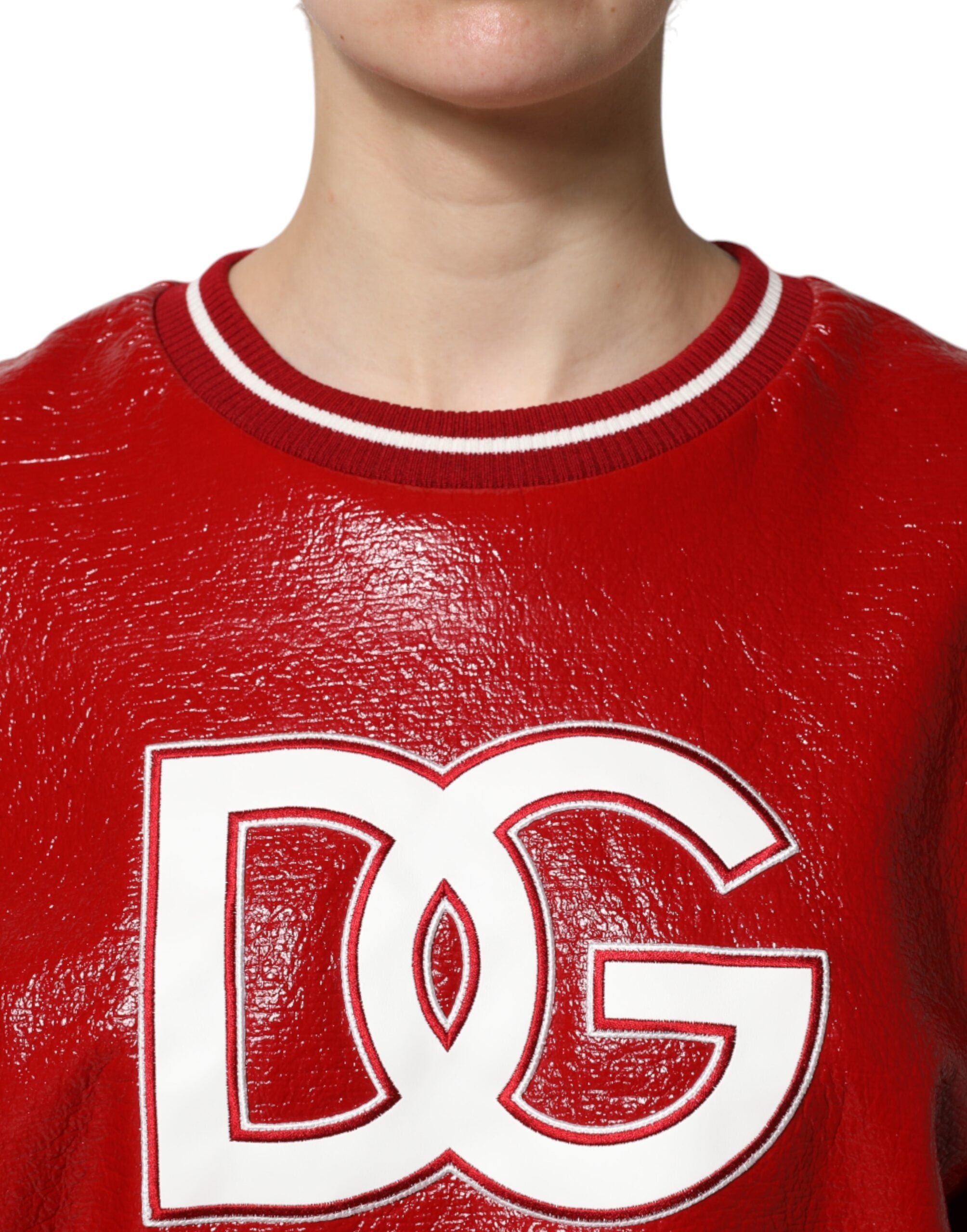 Dolce & Gabbana Roter Wollpullover mit DG-Logo-Stickerei