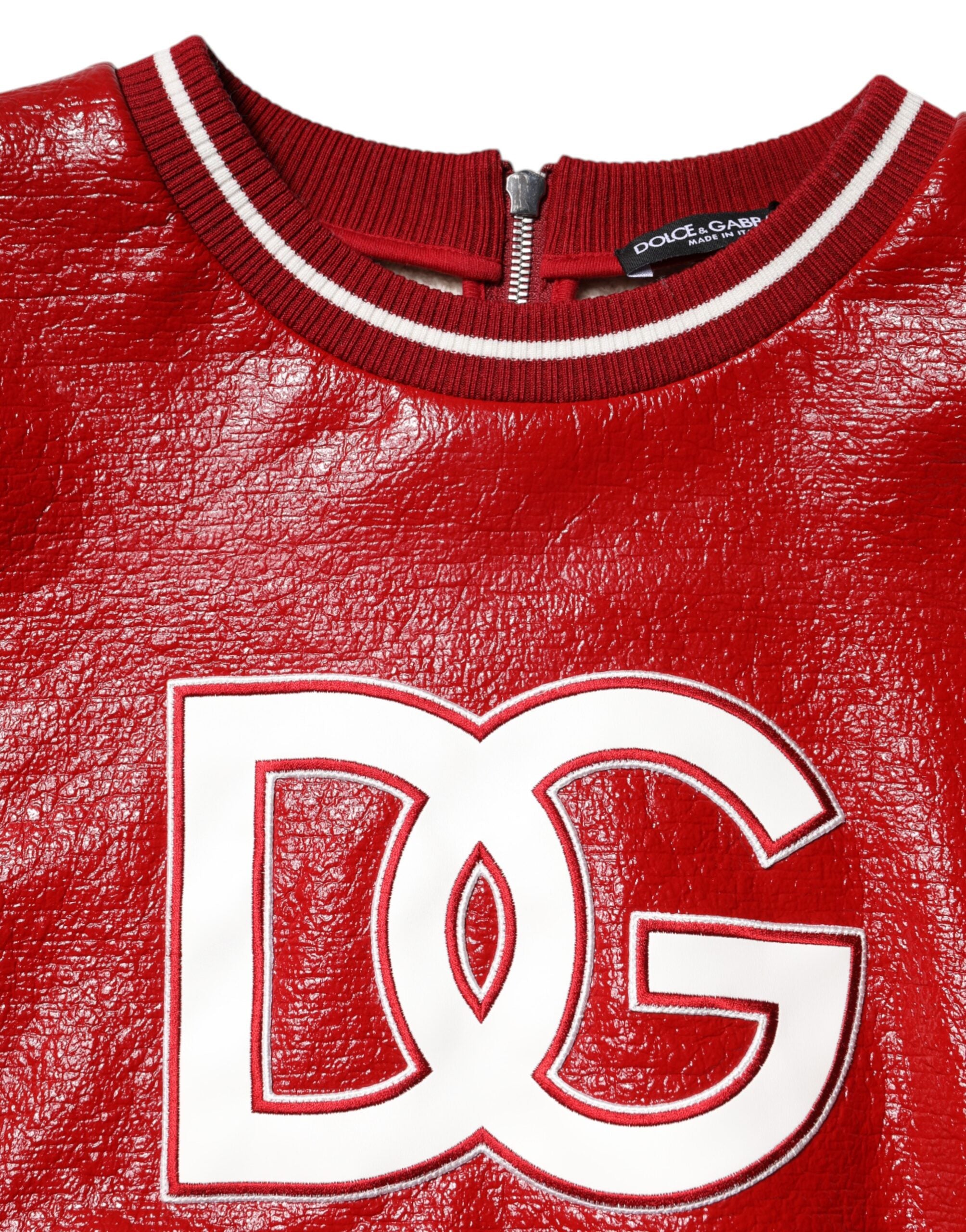 Dolce & Gabbana Roter Wollpullover mit DG-Logo-Stickerei