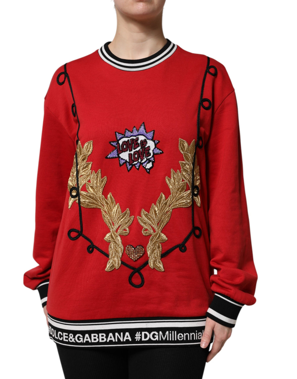 Dolce & Gabbana Roter Baumwoll-Pullover mit Pailletten für Damen