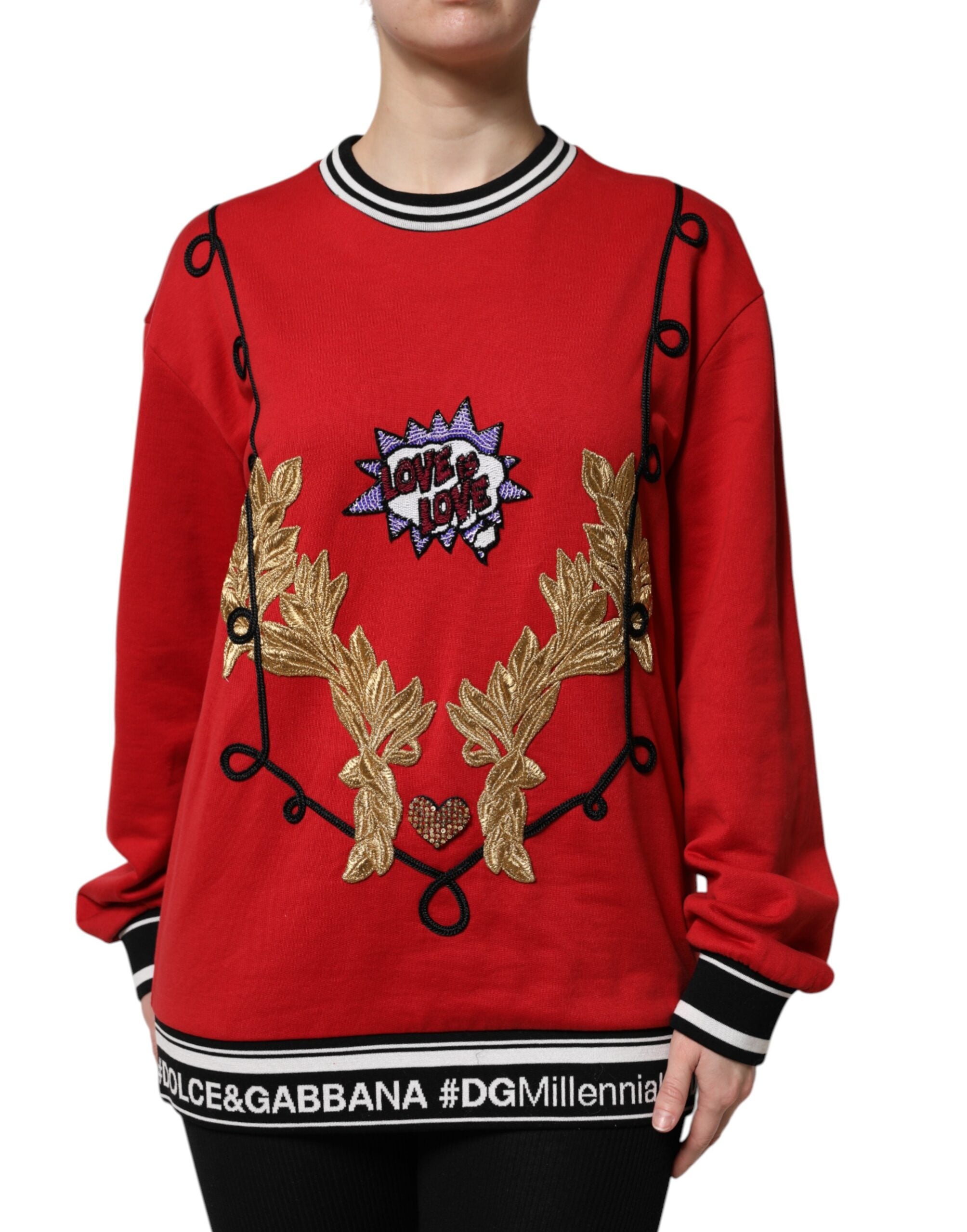 Dolce & Gabbana Roter Baumwoll-Pullover mit Pailletten für Damen