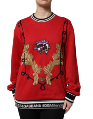 Dolce & Gabbana Roter Baumwoll-Pullover mit Pailletten für Damen