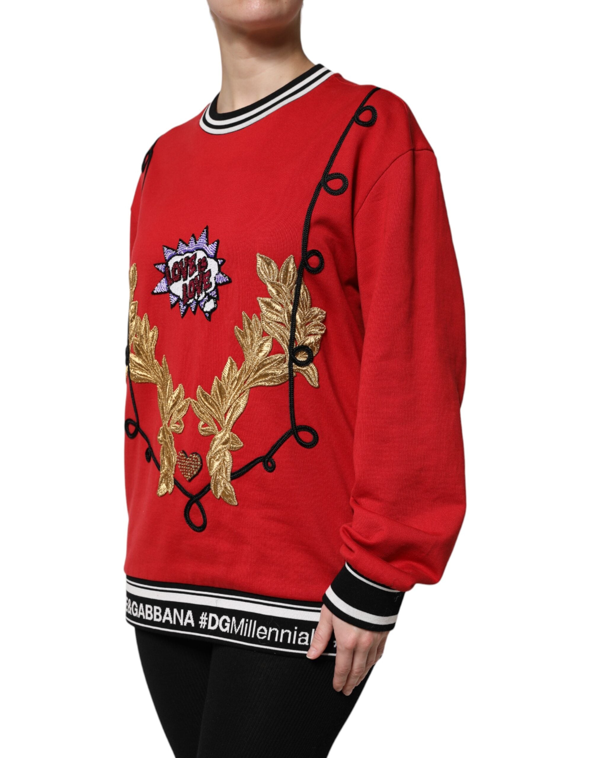 Dolce & Gabbana Roter Baumwoll-Pullover mit Pailletten für Damen